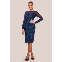 Long Sleeve Sequin Flame Midi Dress