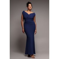 Bardot Pleated Maxi Dress Navy Blue