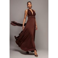 Goddiva Multiway Tie-Up Maxi Dress - Dark Brown