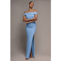 Off Shoulder Maxi Dress Split Powder Blue