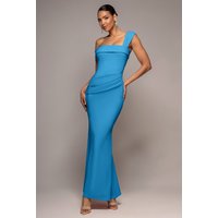 Off Shoulder Pleated Waist Maxi Dress Teal