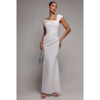One Shoulder Asymmetric Scuba Crepe Maxi Dress