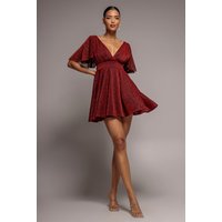 Sparkle Lurex Wrap Mini Skater Dress