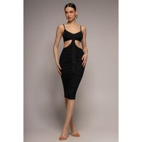 Cut Out Ruched Bodycon Midi Dress