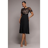 Embroidered Top Chiffon Pleated Midi