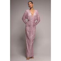Plunge V Neck Sequin Maxi