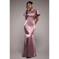 Goddiva Satin Flutter Sleeve Mermaid - Rosepink