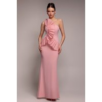 One Shoulder Pleated Fan Maxi Dress Blush Pink
