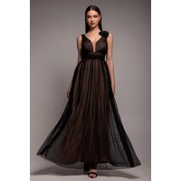 Sleeveless Pleated Dobby Mesh Corsage Maxi Dress
