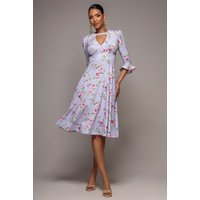 Floral Printed Flared Sleeve Midi
