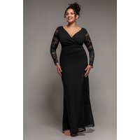 Scuba & Lace Wrap Maxi Dress