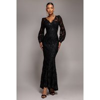 Embroidered Lace Scalloped Edge Maxi Dress