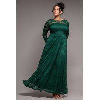 Scalloped Lace Line Maxi Dress Emerald Green