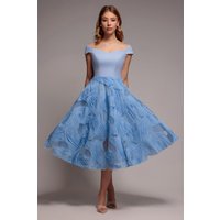 Scuba & Textured Chiffon Line Midi Dress
