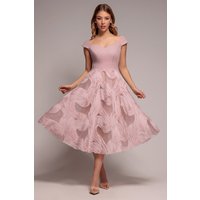Goddiva Scuba & Textured Chiffon A Line Midi Dress - Blush Pink