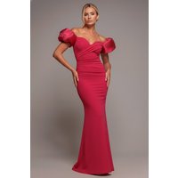 Puffy Satin Sleeve Scuba Maxi Dress