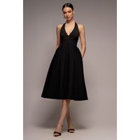 Halter Neck Pleated Line Midaxi Dress
