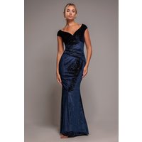 Shimmer Velvet Bardot Maxi Dress