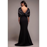 Off Shoulder Back Satin Bow Scuba Maxi Dress