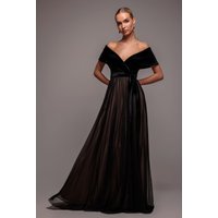 Velvet Bardot Dobby Mesh Line Maxi Dress