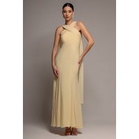 Goddiva Cross Front Scarf Back Chiffon Mermaid Maxi Dress - Butter Yellow