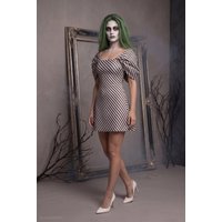 Striped line Mini Beetlejuice Inspired Halloween Costume White