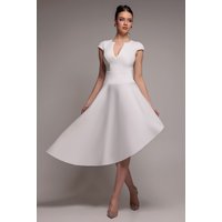 Cap Sleeve Skater High Low Midi Dress
