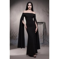 Long Cape Sleeve Maxi Morticia Addams Inspired Halloween Costume