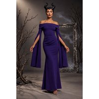 Long Cape Sleeve Maxi Maleficent Inspired Halloween Costume Deep