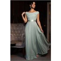 Cowl Neck Chiffon Maxi Dress Sage Green