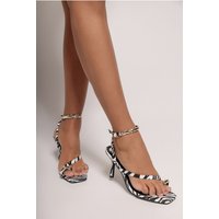 Goddiva Zebra Print Mid Stiletto Heels - Zebra Print