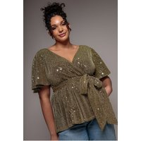 Lurex Flutter Sleeve Wrap Top