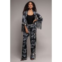 Foil Print Wide Leg Trousers