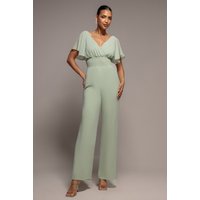 Chiffon Jumpsuit Flutter Sleeves Sage Green