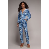 Goddiva Tropical Print Jumpsuit - Blue