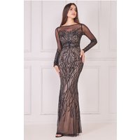 Long Sleeve Sequin Flame Maxi Solid