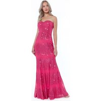 Goddiva Sequin Bandeau Maxi Dress - Cerise