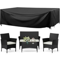 4 Piece Rattan Patio Set Outdoor Garden Furniture Table Chairs with Protective Cover Black