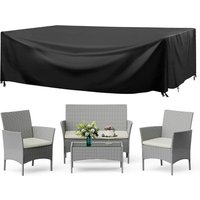 4 Piece Rattan Furniture Outdoor Patio Set Garden Table Chairs with Protective Cover Grey