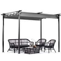 2mx3m Metal Pergola Outdoor Gazebo with Retractable Roof Canopy Sun Shelter for Backyard Garden Patio, Free Standing Type