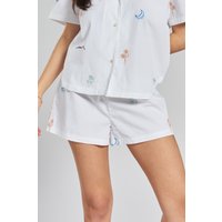 Tsubaki embroidered ethical-cotton Pyjama shorts - Glacier White