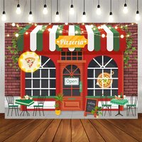 Aperturee Pizzeria Shop Birthday Backdrop, Italian Pizza Restaurant, Cooking Theme Party Photo Booth Props