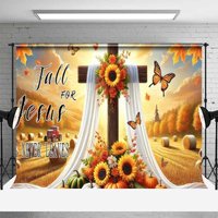Aperturee Fall for Jesus Thanksgiving Backdrop, Church Event Banner, Autumn Studio Props