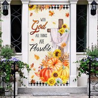 Aperturee Fall With God Things Possible Thanksgiving Door Cover, 30x80 Inch, 28.48 USD, thanksgiving door covers, ANML146A-A