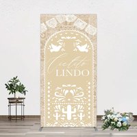 Aperturee Mexican Beige Cielito Lindo Birthday Rectangle Backdrop, 1.6 x 4 ft (0.5 x 1.2 m), 98.18 USD, arch backdrop kit, CJGD8N90CF-AJ