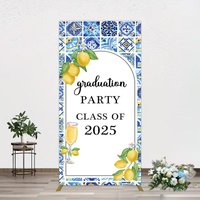 Aperturee Mediterranean Lemon Graduation Party Rectangle Backdrop, 1.6 x 4 ft (0.5 x 1.2 m), 98.18 USD, arch backdrop kit, CJGD9N05CF-AJ