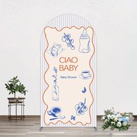 Aperturee Ciao Baby Blue Stripe Gender Reveal Arch Backdrop, 1.6 x 4 ft (0.5 x 1.2 m), 98.18 USD, arch backdrop kit, CJGD9N51-AJ