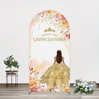 Aperturee Floral Welcome To My Quinceanera Birthday Arch Backdrop, 1.6 x 4 ft (0.5 x 1.2 m), 98.18 USD, arch backdrop kit, CJGD9N57-AJ