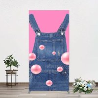 Aperturee Pink Jeans With Pearl Cartoon Birthday Rectangle Backdrop, 1.6 x 4 ft (0.5 x 1.2 m), 98.18 USD, arch backdrop kit, CJGD9N77CF-AJ