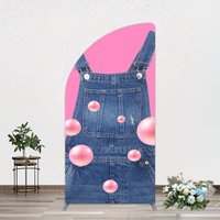 Aperturee Pink Jeans With Pearl Cartoon Birthday Half Moon Arch Backdrop, 1.6 x 4 ft (0.5 x 1.2 m), 98.18 USD, arch backdrop kit, CJGD9N77YL-AJ
